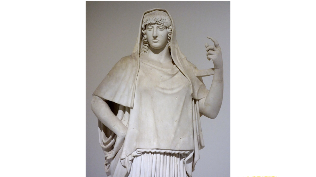 かまどの女神ヘスティア - ヴェールをかぶった控えめな姿