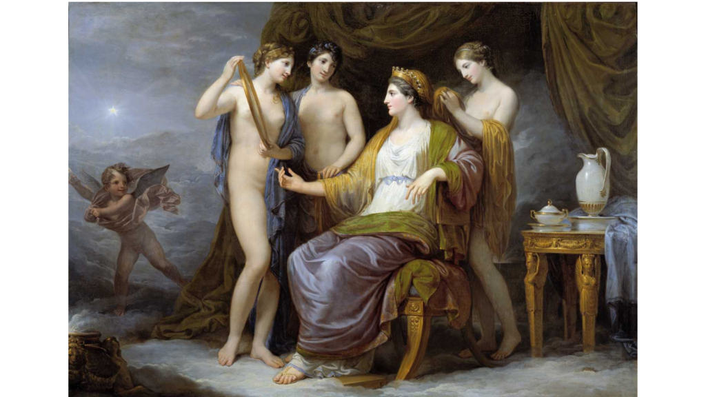 ヘーラーの化粧に仕えるカリスたち