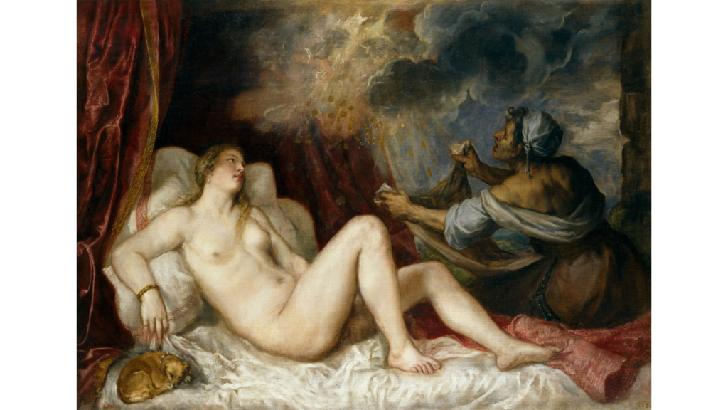 Titian (Tiziano Vecellio), Danaë, public domain, via Wikimedia Commons.