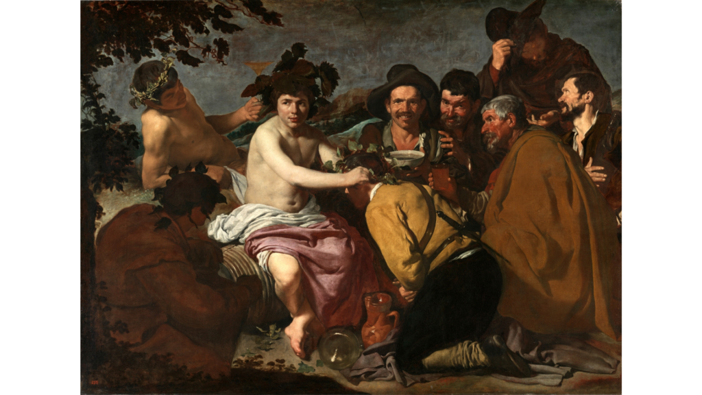 ディエゴ・ベラスケス《バッカスの勝利(酔っ払いたち)》1628–1629年
プラド美術館所蔵/Public Domain
Image: Wikimedia Commons(curid=15587745)