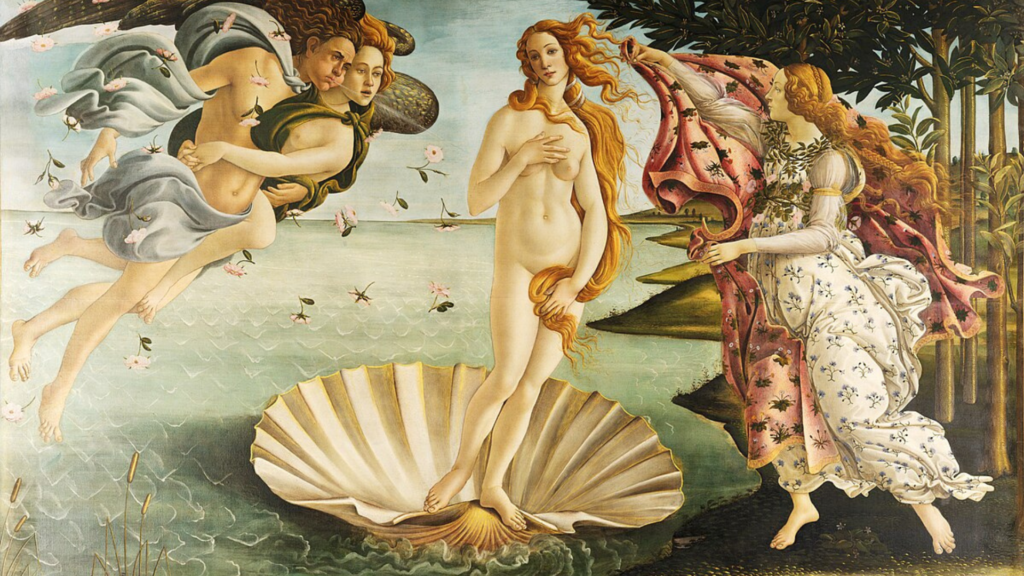 Sandro Botticelli, The Birth of Venus (c.1485), Public Domain, Wikimedia Commons