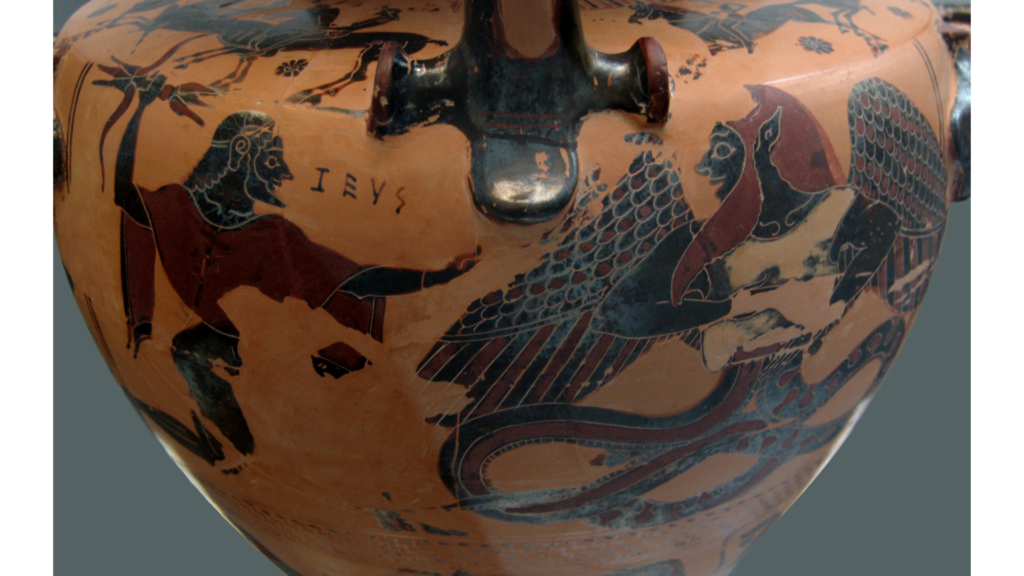 怪物テューポーンに挑むゼウス